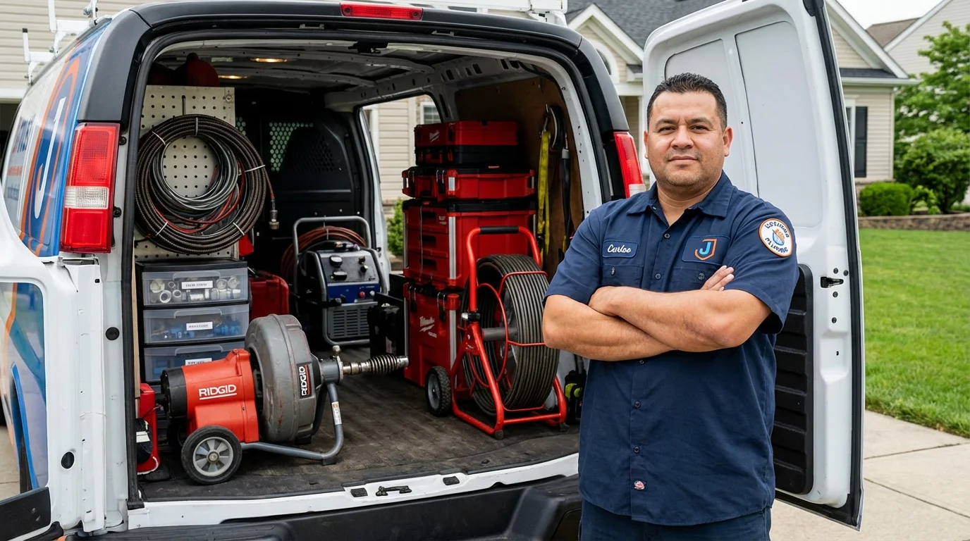 Professional drain cleaning equipment and Johns Plumbing LLC plumber in Glen Gardner