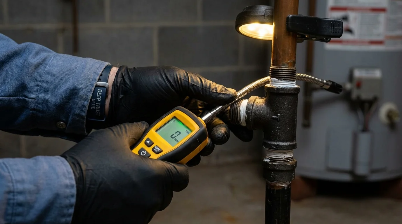Gas leak detection with electronic sniffer by Johns Plumbing LLC in Glen Gardner